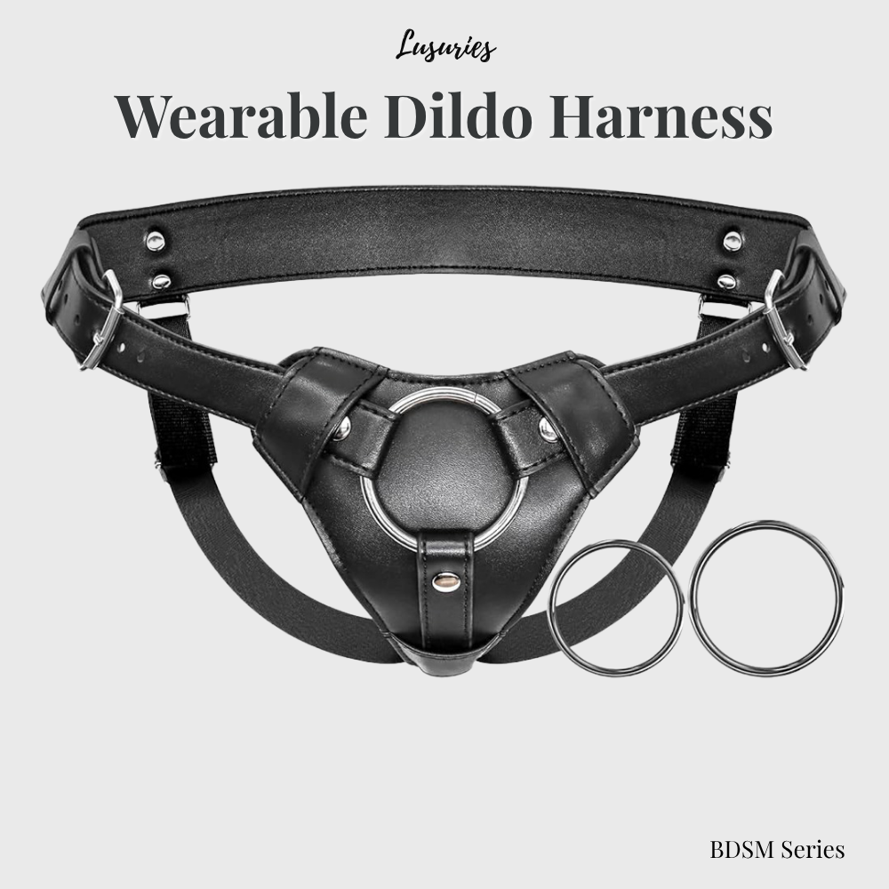 Lusuries Premium Adjustable Leather Strap-On Harness with Interchangeable O-Rings – BDSM Series