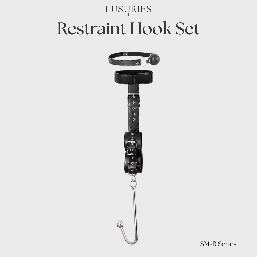 Lusuries | BDSM Restrain Series | Elite Restraint Hook Set – Complete 5-in-1 Dominance Kit with Mouth Gag & Hand Cuffs