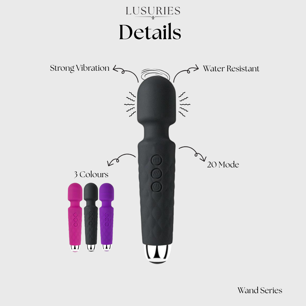 LUSURIES | Wand Series | Compact AV Vibrator - Super Strong Multi-Speed Vibration, Waterproof Adult Massager for Couples & Singles