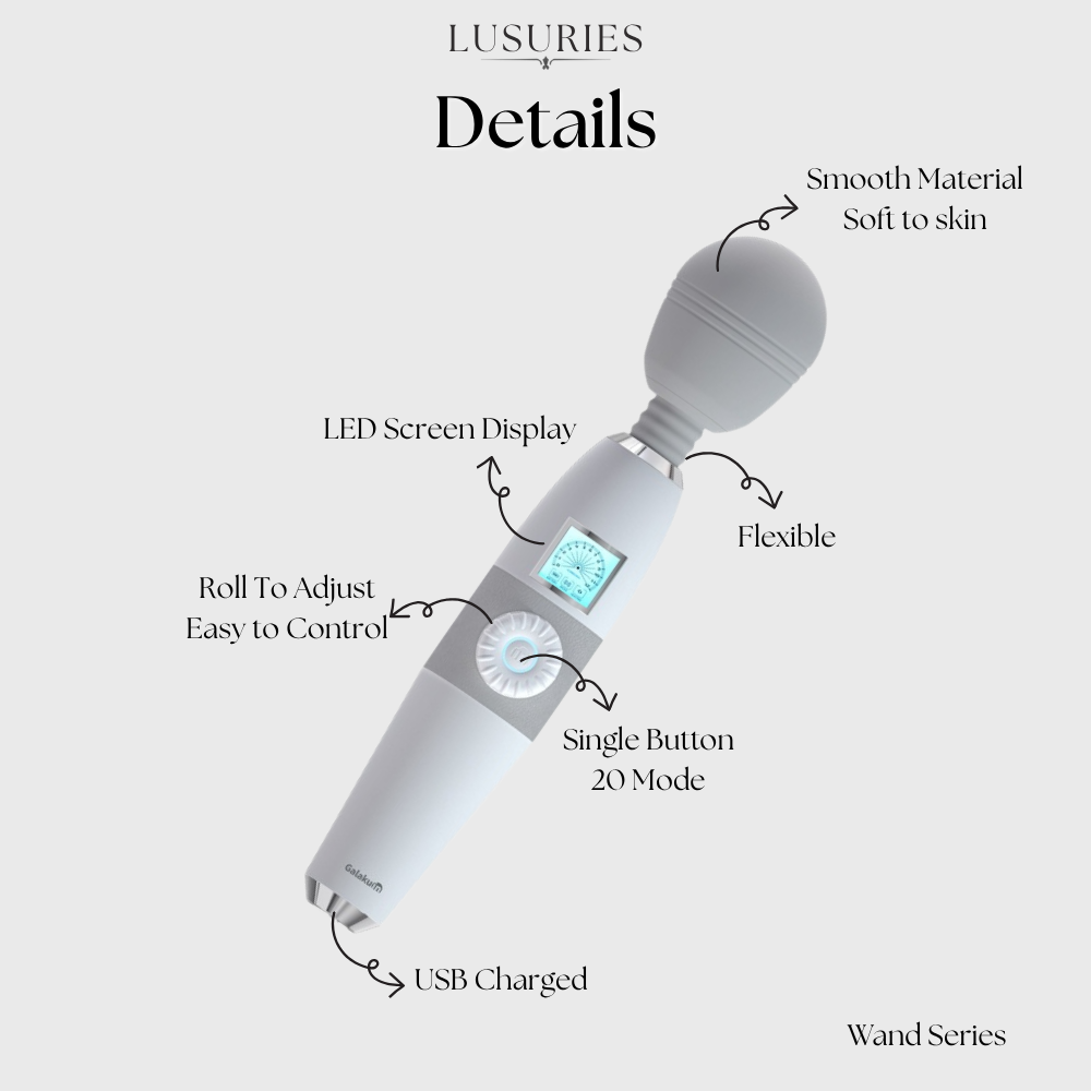 LUXURIES Wand Series | GLK Multi-Speed Rechargeable Wand Massager Vibrator | Ultra-Quiet Waterproof Silicone Sensual Toy for Body Relief