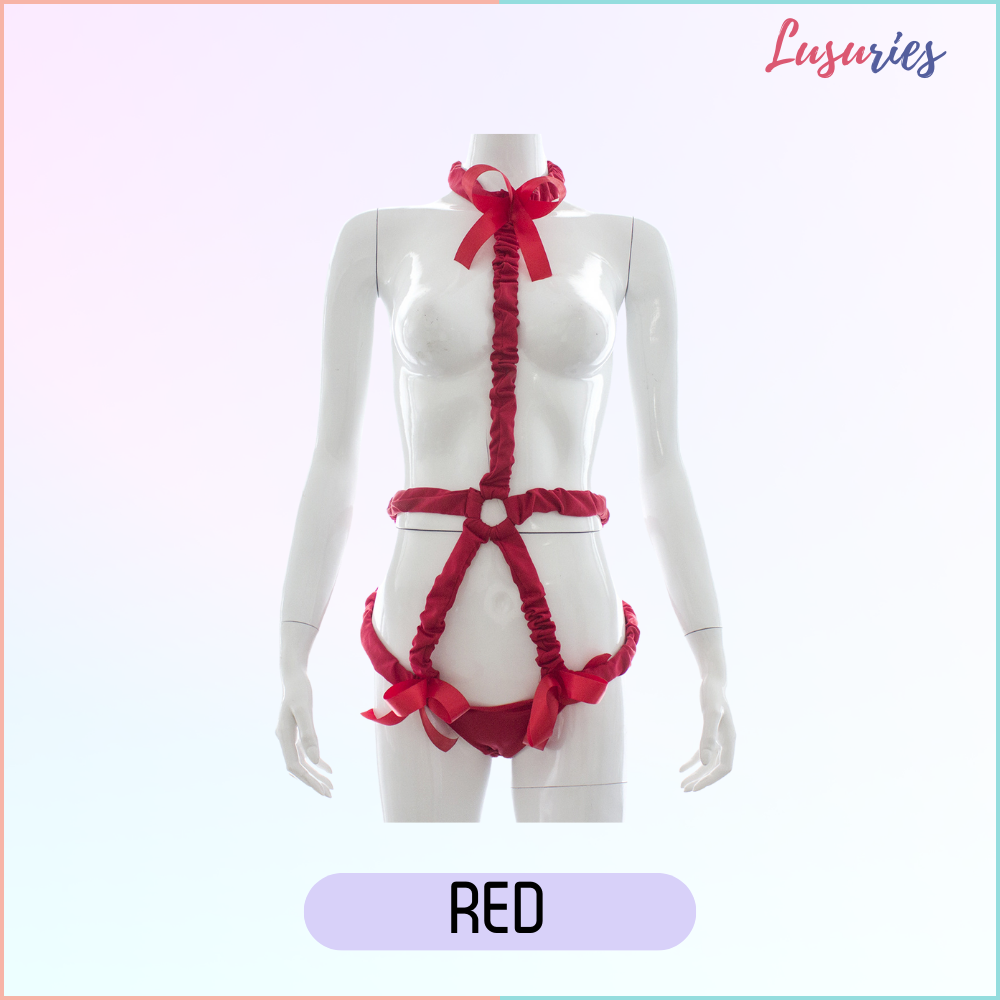 LUSURIES - Lingerie - Elastic Ribbon Restraint Lingerie – Three-Point One-Piece Bondage Outfit – Erotic Passion Rope Harness
