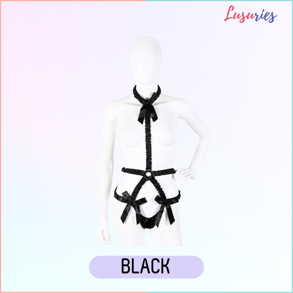 LUSURIES - Lingerie - Elastic Ribbon Restraint Lingerie – Three-Point One-Piece Bondage Outfit – Erotic Passion Rope Harness
