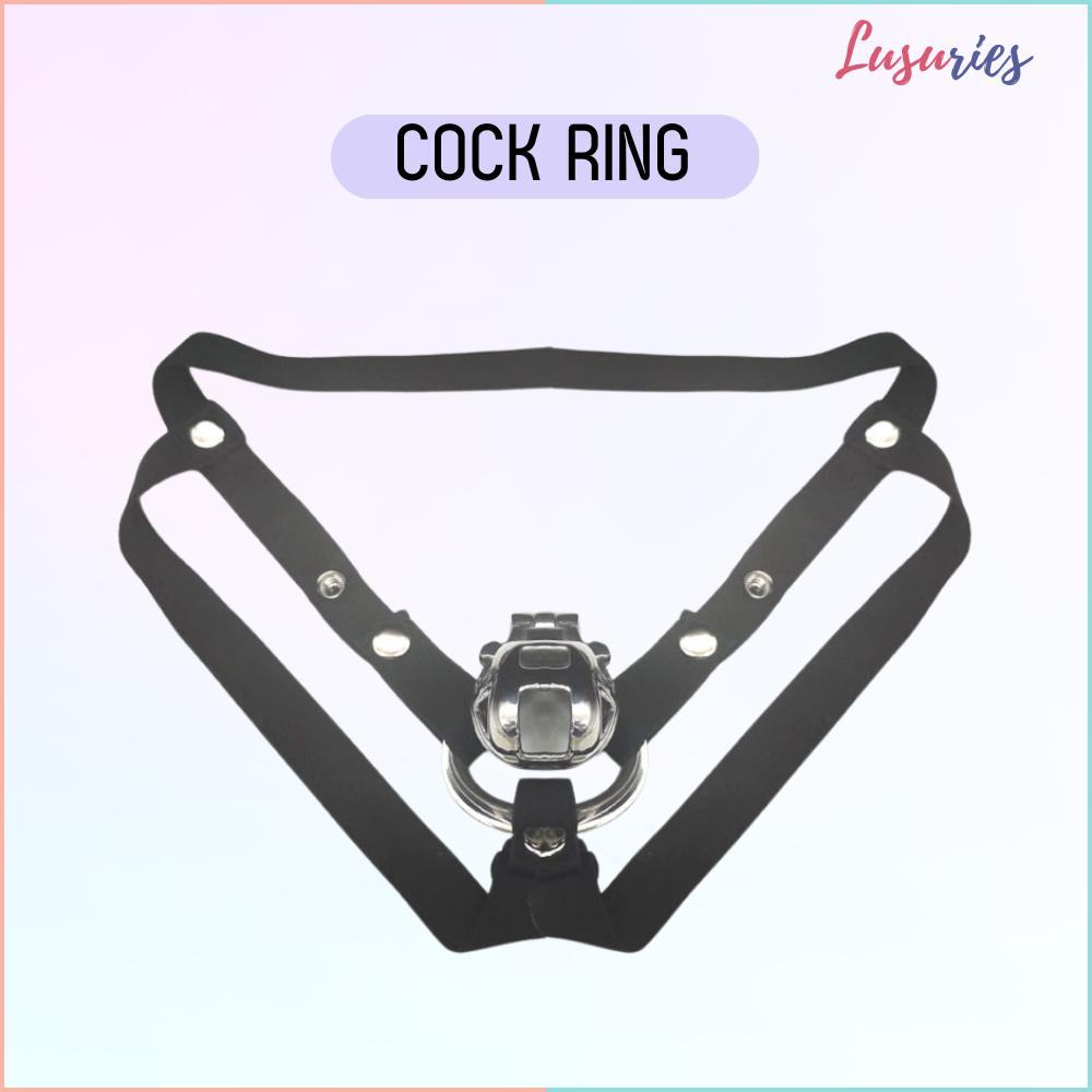 Lusuries - BDSM Cock Ring - 3-Way Support Strap Male Chastity Cage Lock with Elastic Anti-Sagging Adult Sex Toy Accessory