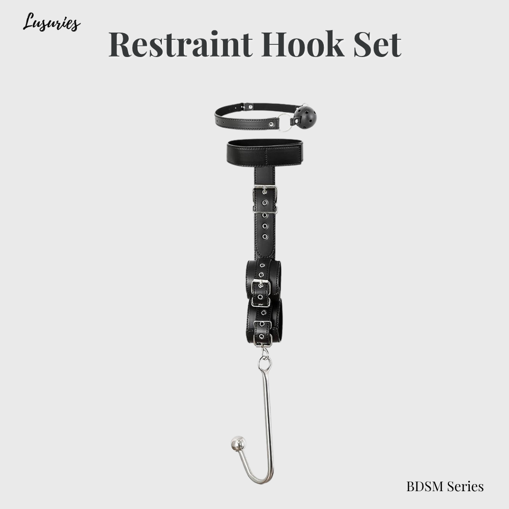 Lusuries Elite Restraint Hook Set – Complete 5-in-1 Dominance Kit with Mouth Gag & Hand Cuffs