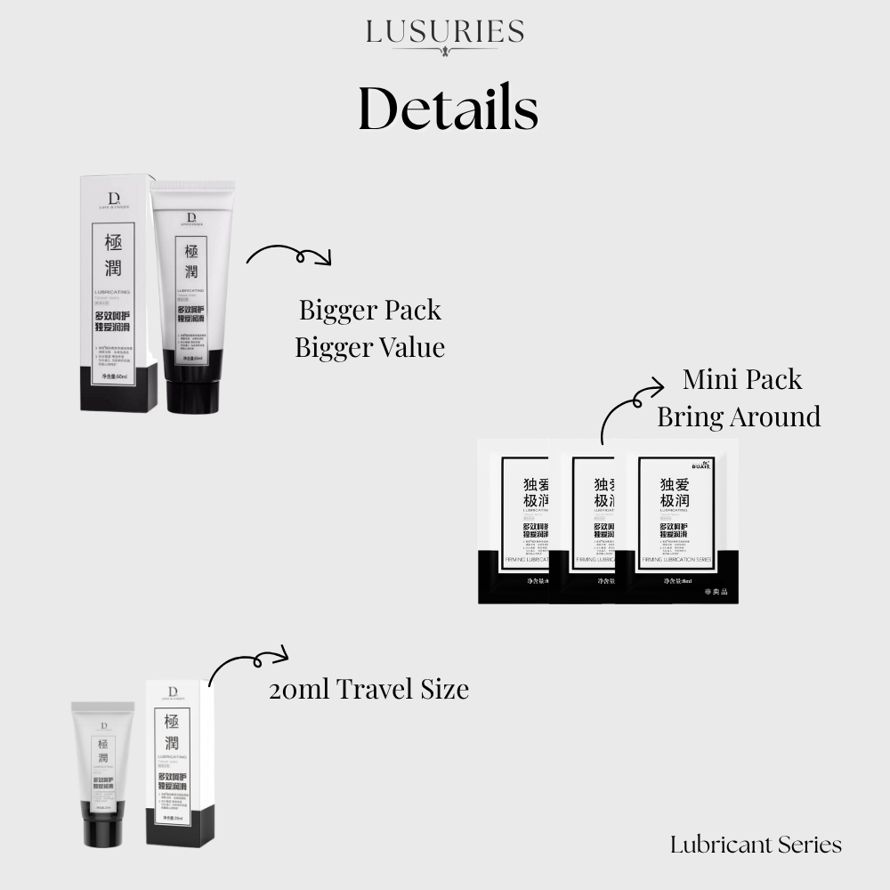 LUSURIES | Lubricant Series | Long-Lasting Personal Lubricant Gel – Smooth & Comfortable Intimate Lube (60ml / 20ml / 8ml)