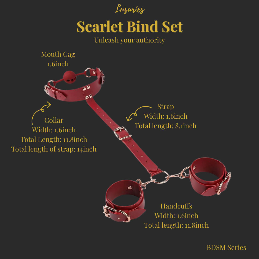 Lusuries Scarlet Bind Set – Premium BDSM Collar, Cuffs & Gag Set (4-Piece)