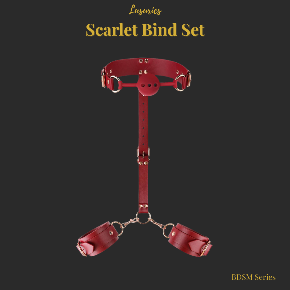 Lusuries Scarlet Bind Set – Premium BDSM Collar, Cuffs & Gag Set (4-Piece)