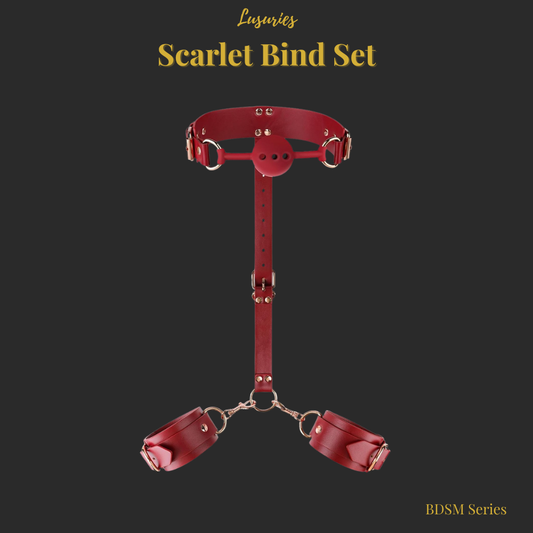 Lusuries Scarlet Bind Set – Premium BDSM Collar, Cuffs & Gag Set (4-Piece)