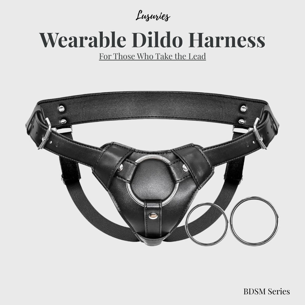 Lusuries Premium Adjustable Leather Strap-On Harness with Interchangeable O-Rings – BDSM Series