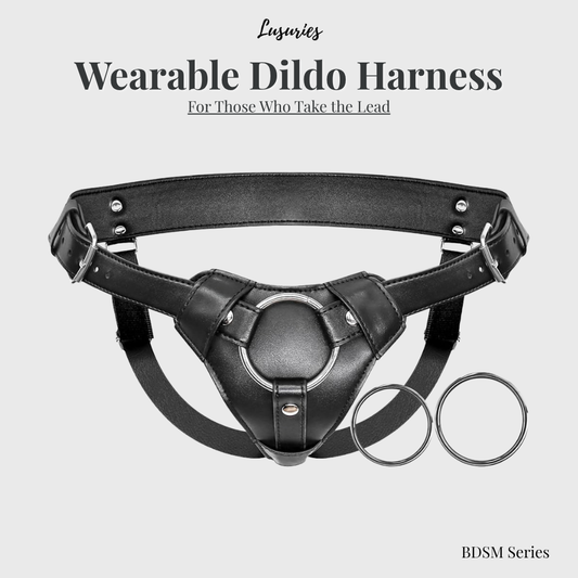 Lusuries Premium Adjustable Leather Strap-On Harness with Interchangeable O-Rings – BDSM Series