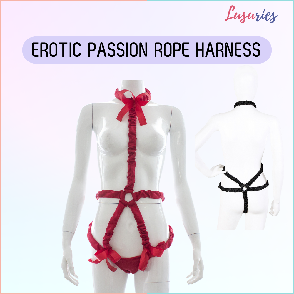 LUSURIES - Lingerie - Elastic Ribbon Restraint Lingerie – Three-Point One-Piece Bondage Outfit – Erotic Passion Rope Harness