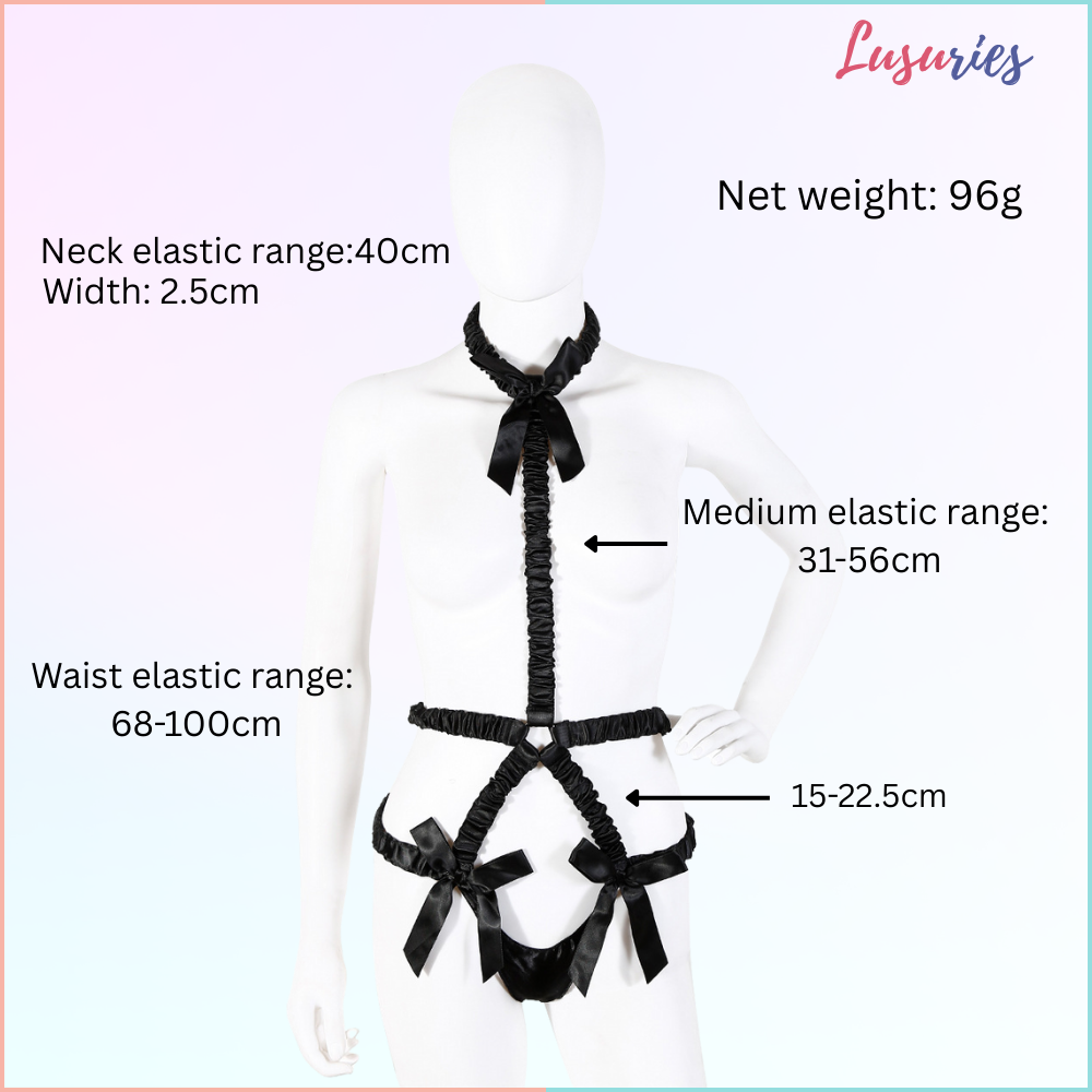 LUSURIES - Lingerie - Elastic Ribbon Restraint Lingerie – Three-Point One-Piece Bondage Outfit – Erotic Passion Rope Harness
