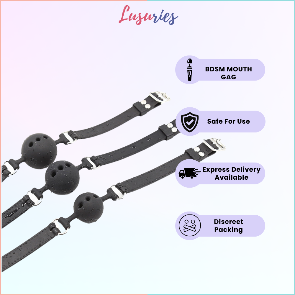 LUSURIES - Adult Sex Toy - BDSM Mouth Gag - Restraint Full Silicone European Style Ball Gag Adult Pleasure