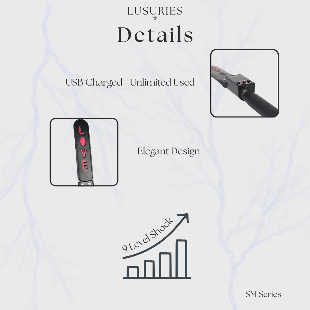 LUSURIES | SM Series |  Pulse Sensation BDSM Electric Shock Whip | Adjustable Pulse Stimulation Adult Sex Toy for Couples & Solo (Long / Short)
