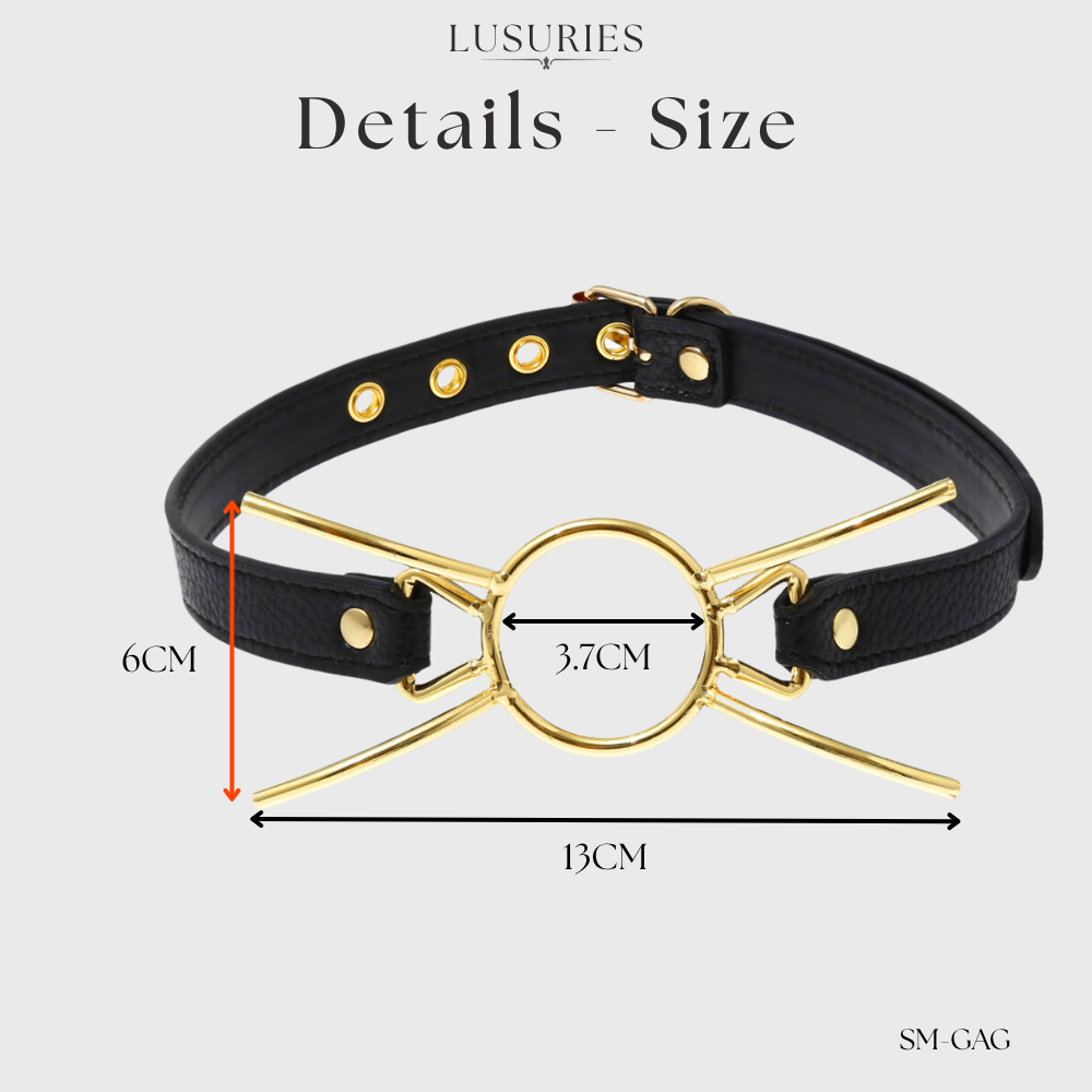 LUSURIES | Mouth Gag | Gold Adjustable Mouth Gag - BDSM Roleplay