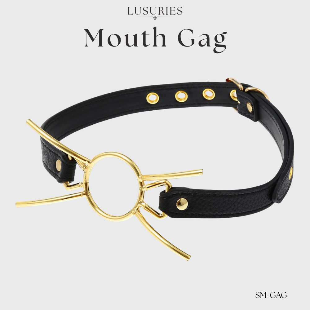 LUSURIES | Mouth Gag | Gold Adjustable Mouth Gag - BDSM Roleplay