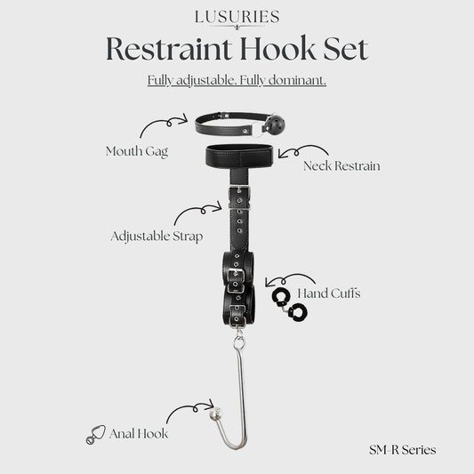 Lusuries | BDSM Restrain Series |  Elite Restraint Hook Set – Complete 5-in-1 Dominance Kit with Mouth Gag & Hand Cuffs
