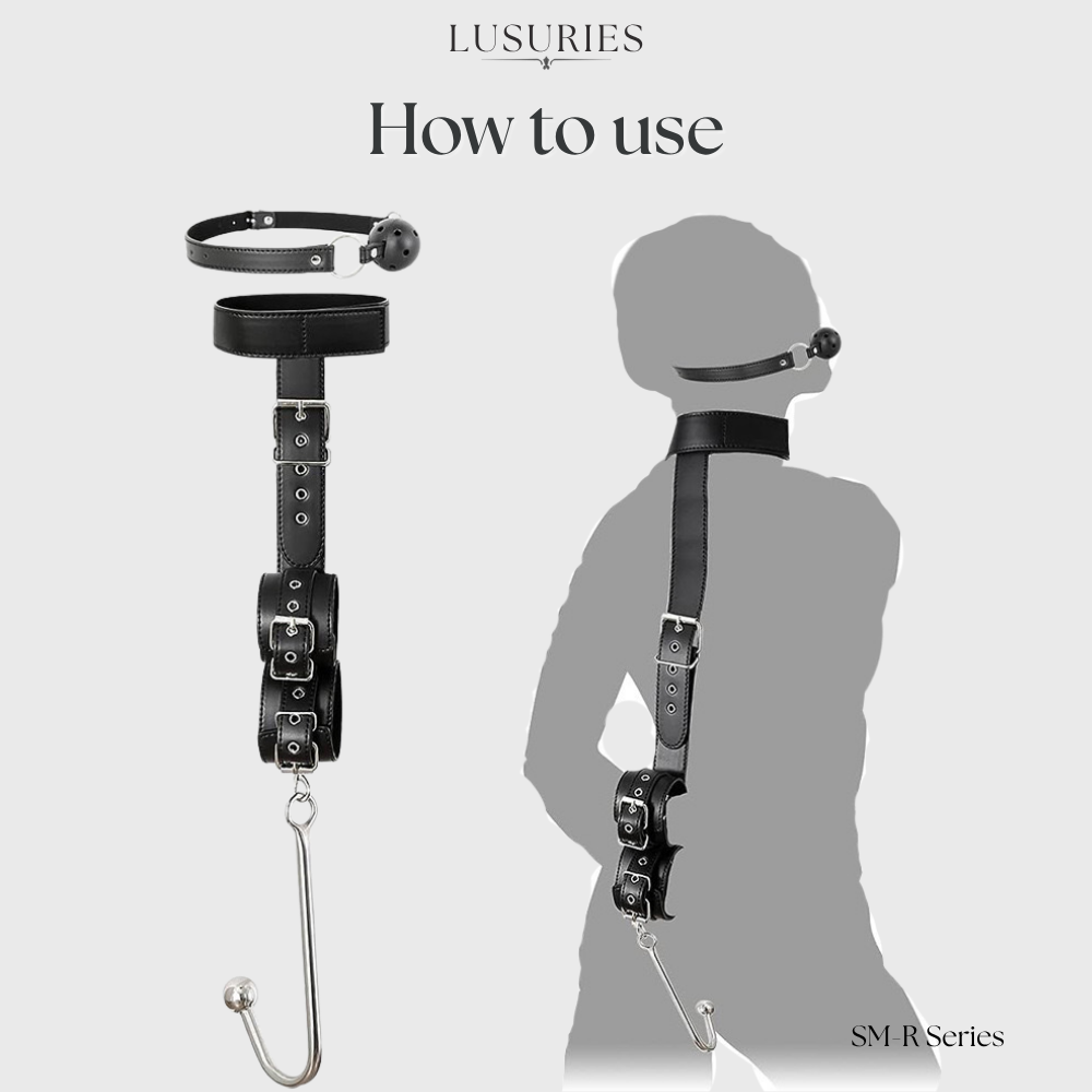 Lusuries | BDSM Restrain Series |  Elite Restraint Hook Set – Complete 5-in-1 Dominance Kit with Mouth Gag & Hand Cuffs