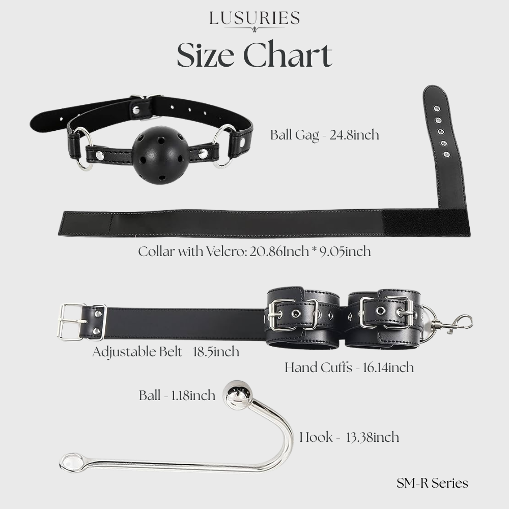 Lusuries | BDSM Restrain Series |  Elite Restraint Hook Set – Complete 5-in-1 Dominance Kit with Mouth Gag & Hand Cuffs