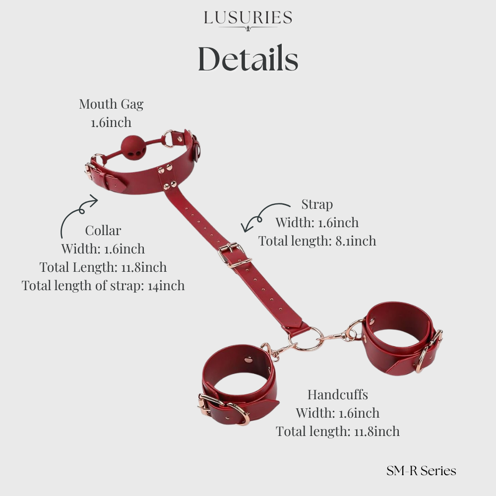 LUSURIES | BDSM Restrain Series | Scarlet Bind Set – Premium BDSM Collar, Cuffs & Gag Set (4-Piece)