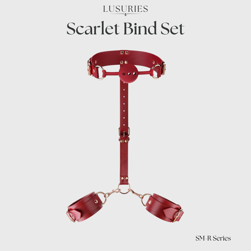 LUSURIES | BDSM Restrain Series | Scarlet Bind Set – Premium BDSM Collar, Cuffs & Gag Set (4-Piece)