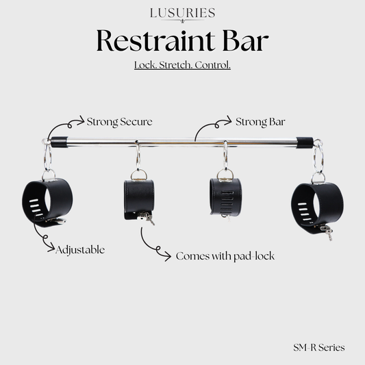 LUSURIES | BDSM Restrain Series | Hand & Leg Pole Cuffs with Steel Hook & Key Lock Restrain Bar