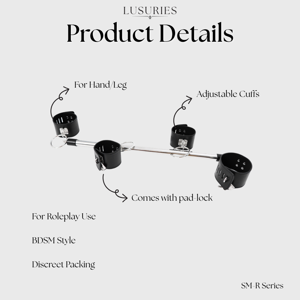 LUSURIES | BDSM Restrain Series | Hand & Leg Pole Cuffs with Steel Hook & Key Lock Restrain Bar